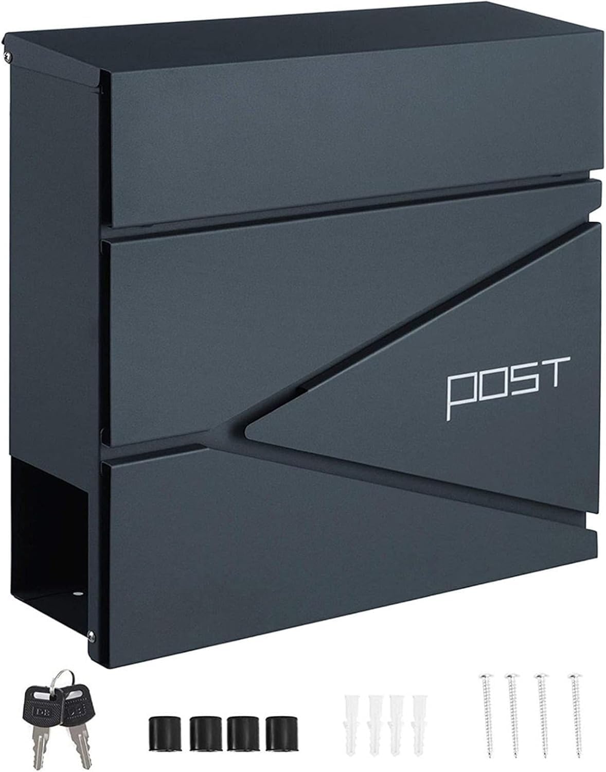 Wall-Mount Mailbox, Brushed Stainless Steel Panel, Rust Resistant Large Capacity House Mailbox, Modern Drop Mailboxes for Outside, Metal Post Box(C)