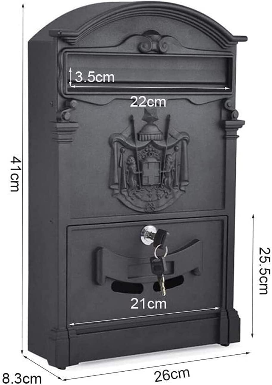 Suggestion Box Mail Box Key Drop Box Lockbox Wall Mounted Mail Box Retro European Mailbox Aluminum Post Box Secure Letterbox Outside Mailboxes