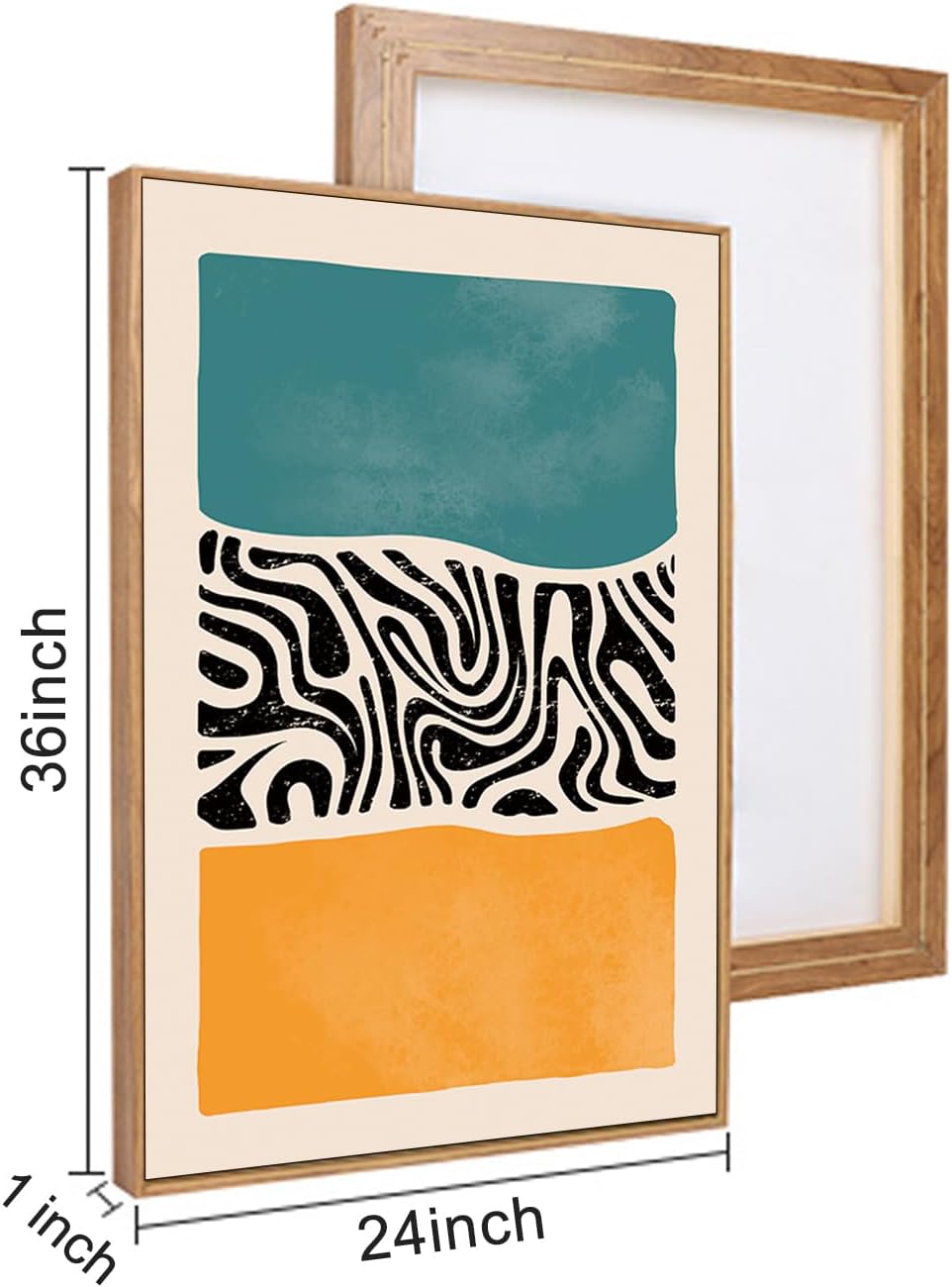 HLNIUC Large Mid Century Modern Wall Art Framed 24x36, Boho Abstract 3 Piece Canvas Decor, Mcm Vintage Bohemian Color Block Painting, Geometric Line Art Print for Living Room, Bedroom, Office