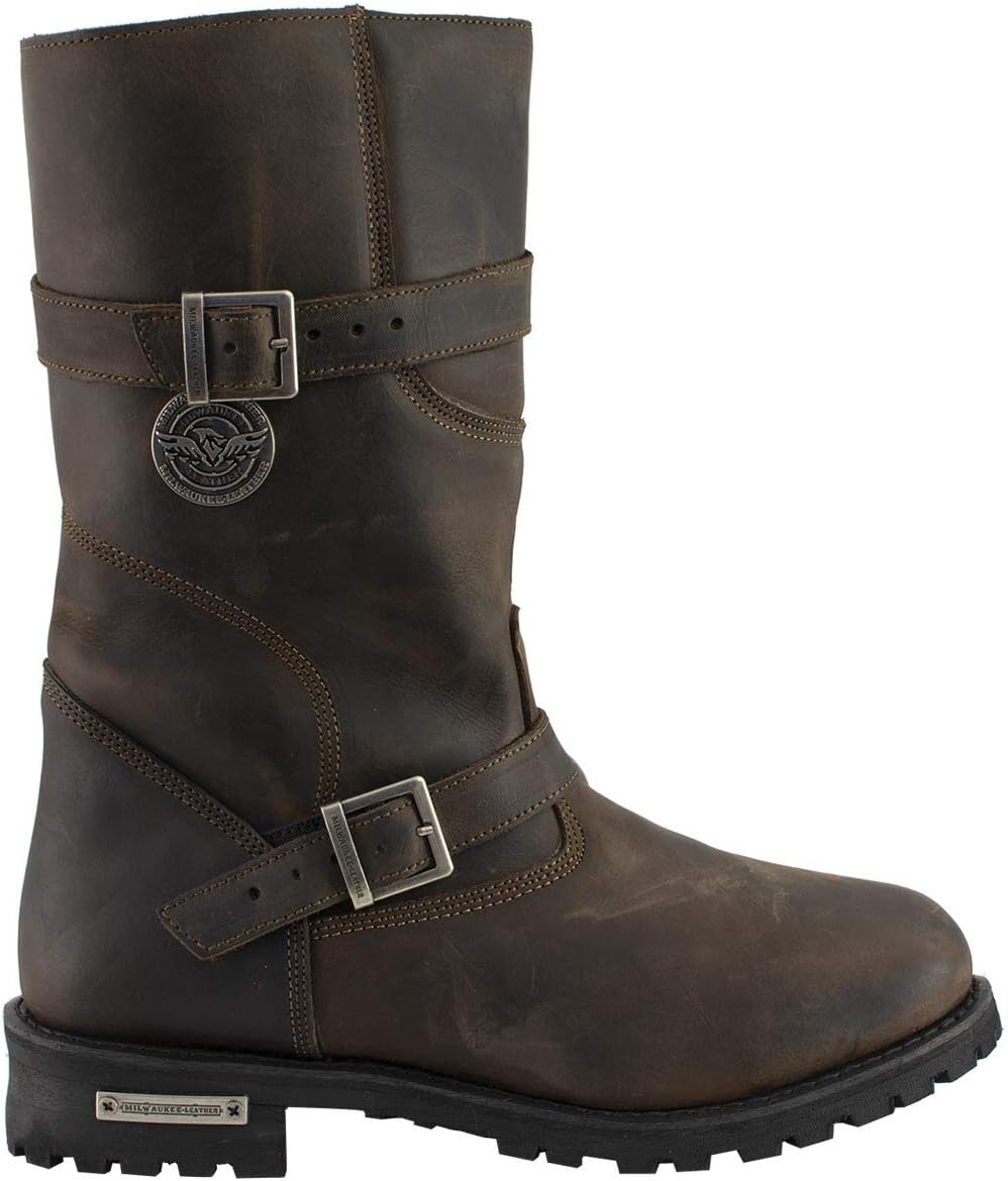 Milwaukee Leather MBM9063 Men's Classic Distressed Brown Leather Motorcycle Engineer Riding Biker Boots - 7