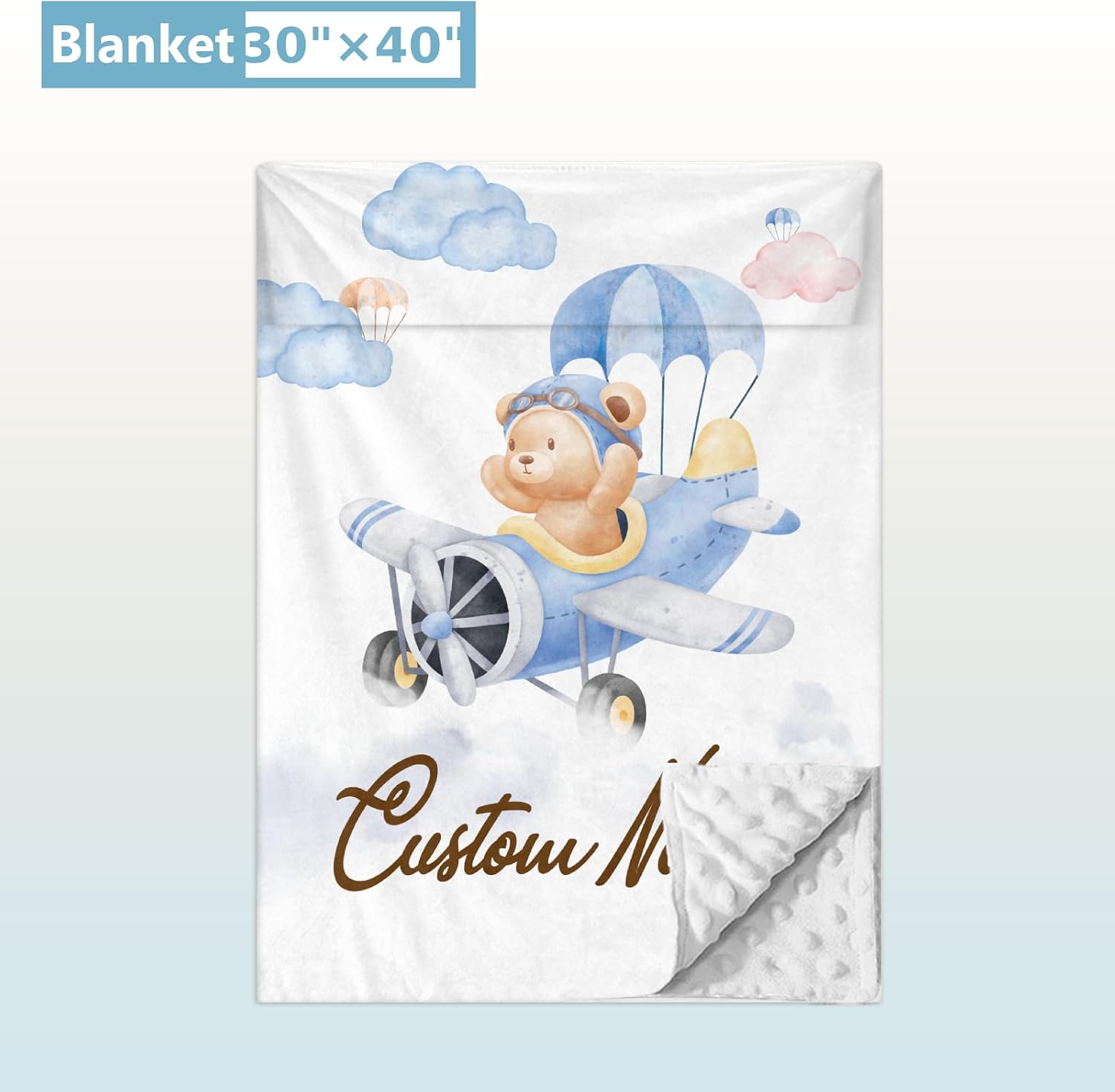 Personalized Baby Bedding Set, 5 Pcs Custom Baby Crib Sets with Name, Bear Pilot Toddler Bedding Set for Baby Girls Boys, Double Layer Nursery Bedding Set, Customized Gifts for Infants Kids