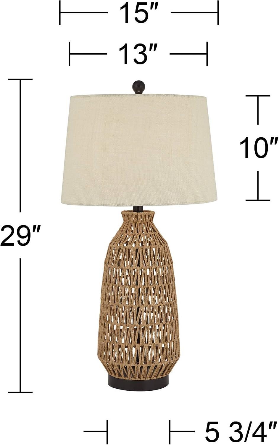 360 Lighting San Carlos 29' Tall Farmhouse Rustic Natural Cottage Core End Table Lamps Set of 2 Rattan Wicker Fabric Oatmeal Shade Living Room Bedroom Bedside Nightstand House Office Home Kitchen
