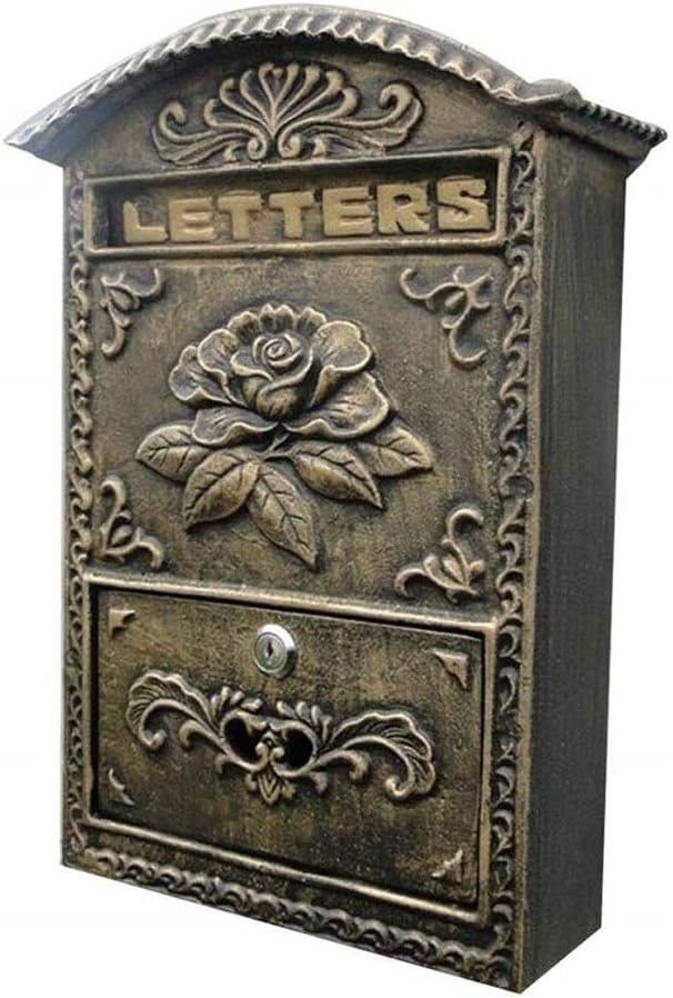 Outdoor Mailbox, Creative Wall-Mounted Creative Newspaper Box with Lock, Retro Mailbox, Rainproof Postbox
