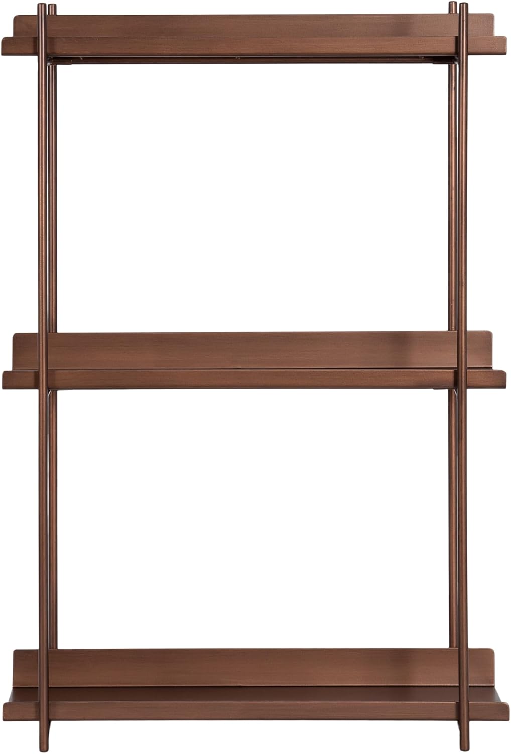 Kate and Laurel Dominic Modern Metal Bathroom Shelf; 20 x 7 x 30; Bronze; Contemporary Sleek 3-Tier Floating Shelves for Wall Decor; Display; and Over Toilet Storage