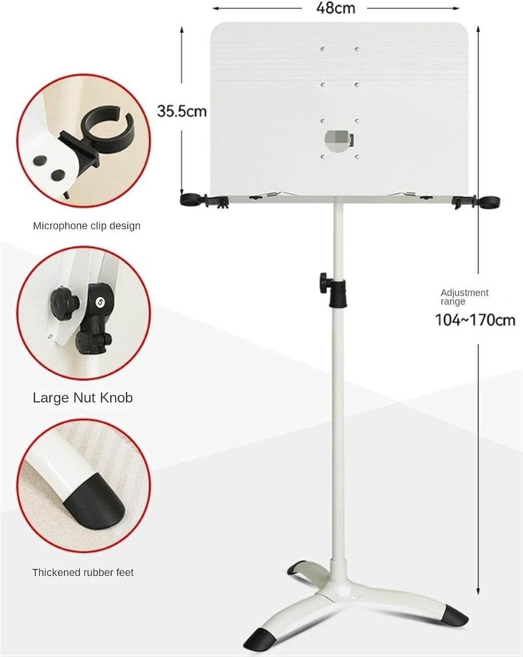 Standing Book Stand Portable Music Holder Height Adjustable Folding Sheet Music Stands for Violin Guzheng Book Holders for Reading