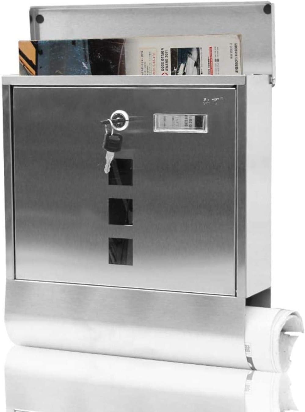 Mailbox Postbox with Lock Outdoor Wall Hanging Stainless Steel Villa Waterproof Letter Newspaper