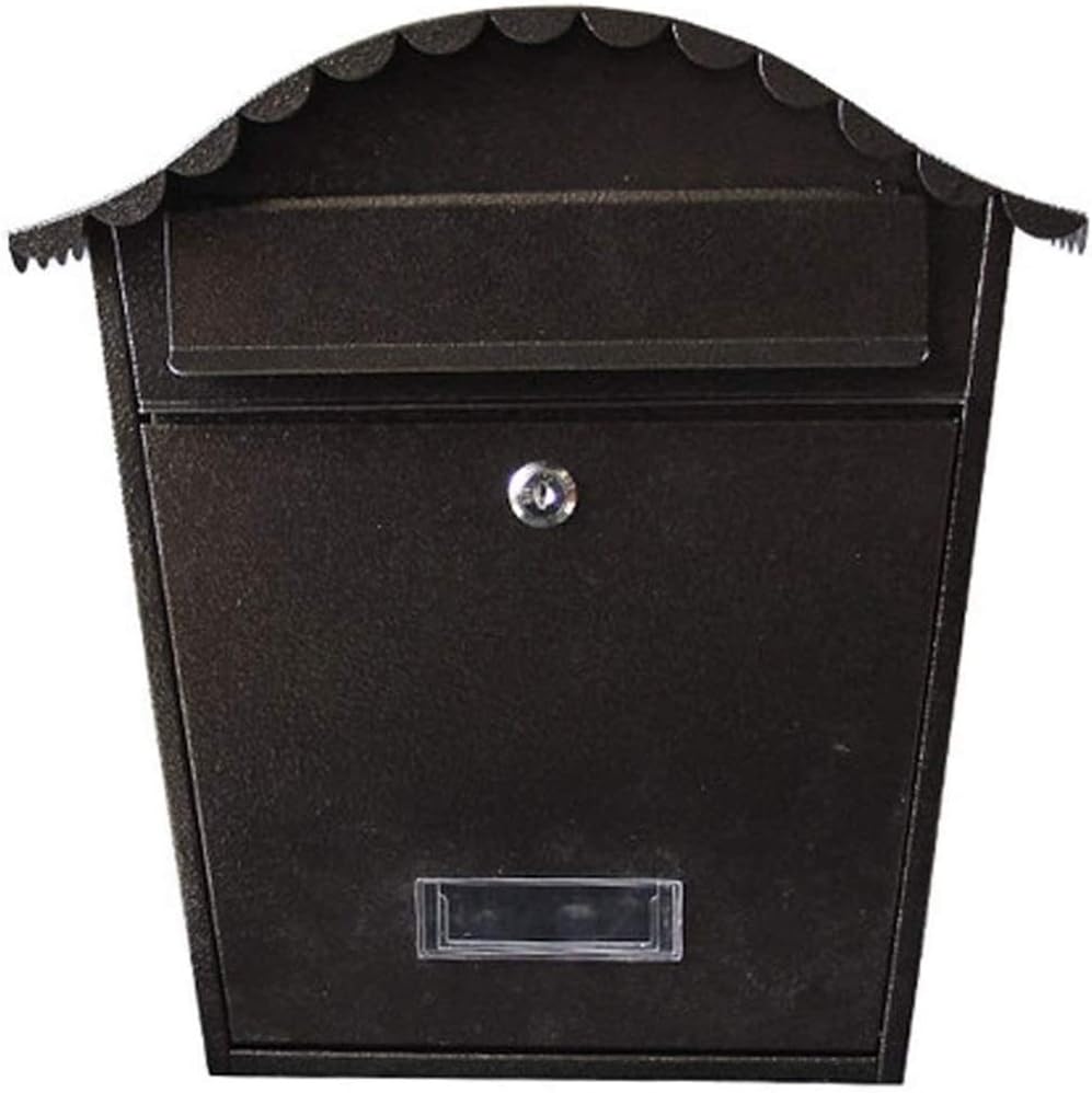 Post Boxes Wall Mounted Letter Boxes for Outside Villa Outdoor Wall-Mounted Letter Box Cast Aluminum Newspaper Box Retro Home Postbox with Lock Mailbox (Color : Black)