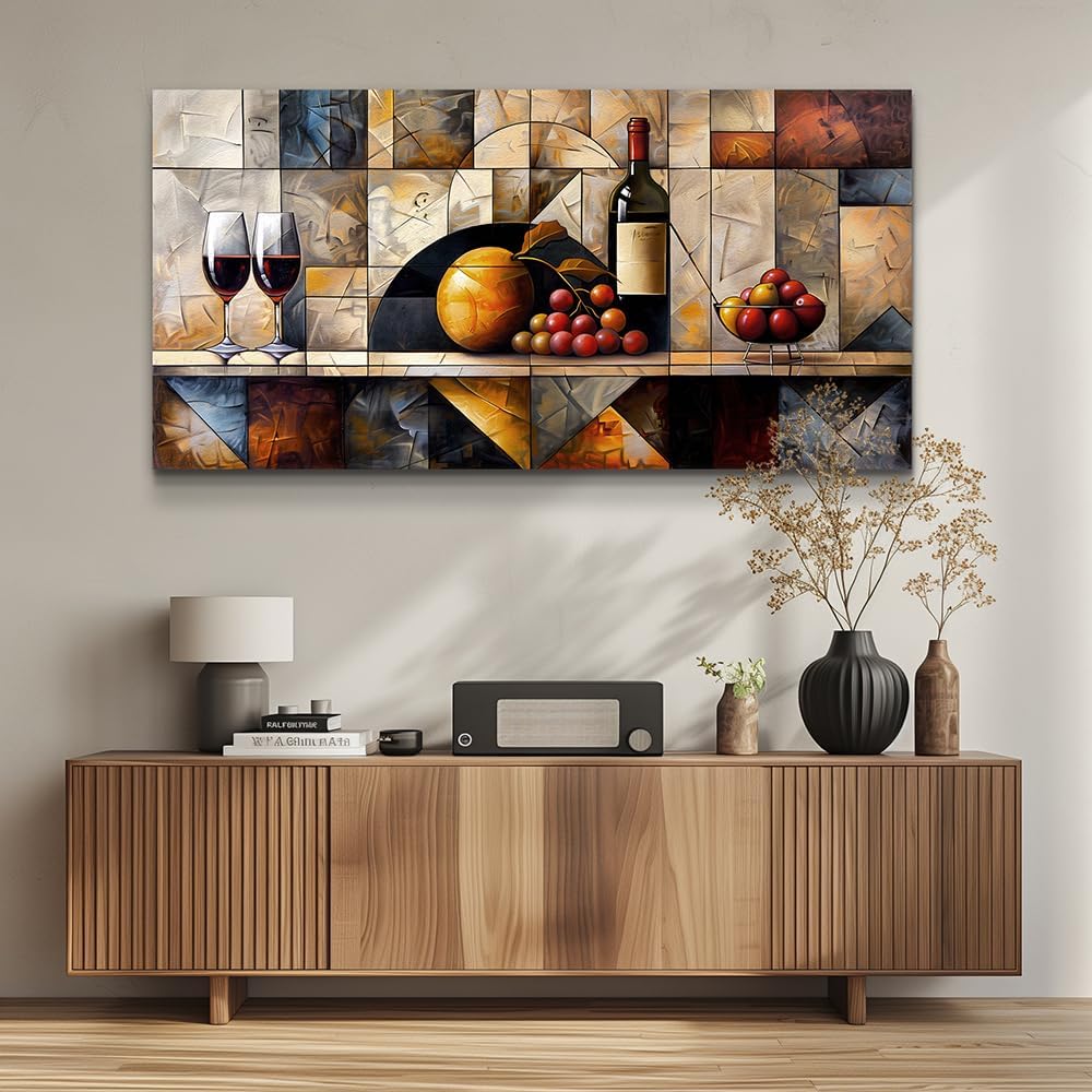 QIYILEXWART Canvas Wall Art For Living Room Large Wall Decor For Office Kitchen Decorations Wine Glass Landscape Pictures Farmhouse Painting Artwork Room Wall Mural Aesthetic Home Decor 30x60 In