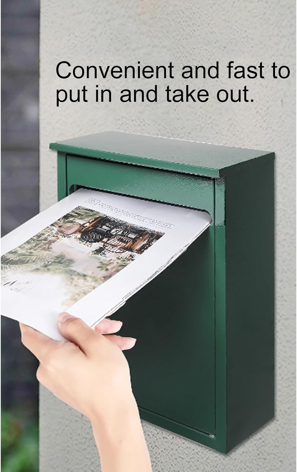 Security Mailboxes for Outside,Locking Wall Mount,Large Capacity Metal Postbox for Outdoor,10 x 4 x 14 Inches