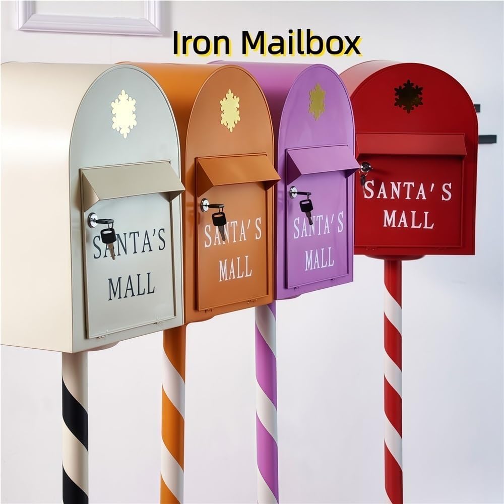 Outdoor Standing Metal Mailbox with Lock, Mail Box with Flip-Down Door, Large Capacity Mailboxes for House, Yard, Garden(Red)