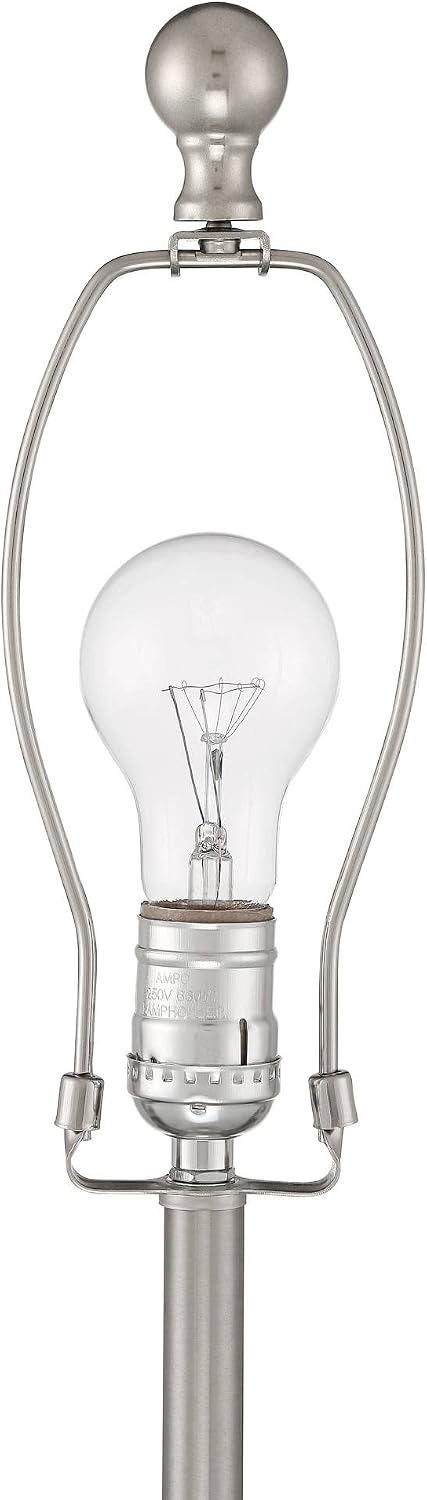 360 Lighting Trotter 23.75' High Set of 2 Modern Table Lamps with Dimmable USB Charging Ports A+C and AC Power Outlet Brushed Nickel White Fabric Cylinder Living Room Desk Bedroom House Bedside Home
