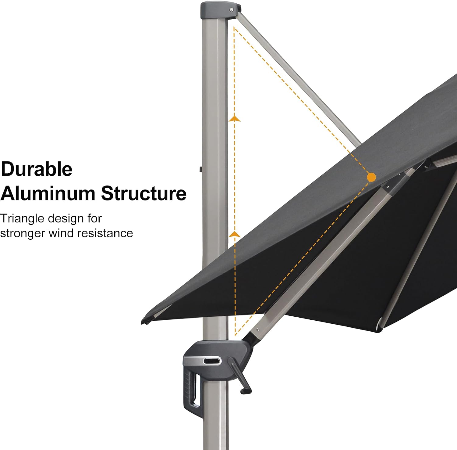PURPLE LEAF 9' x 11' Patio Umbrella with Base Cantilever Umbrella Rectangular Outdoor Offset Umbrella with Champagne Frame and 360° Rotation for Garden Deck Pool, Black