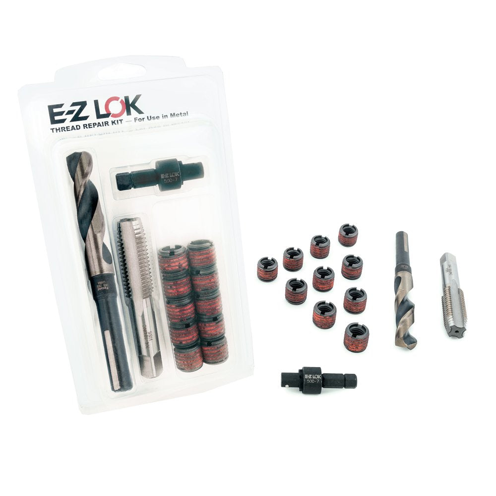 E-Z LOK EZ-329-720 Thread Repair Kit for Metal Carbon Steel Threaded Inserts 7/16-20 and Installation Tools