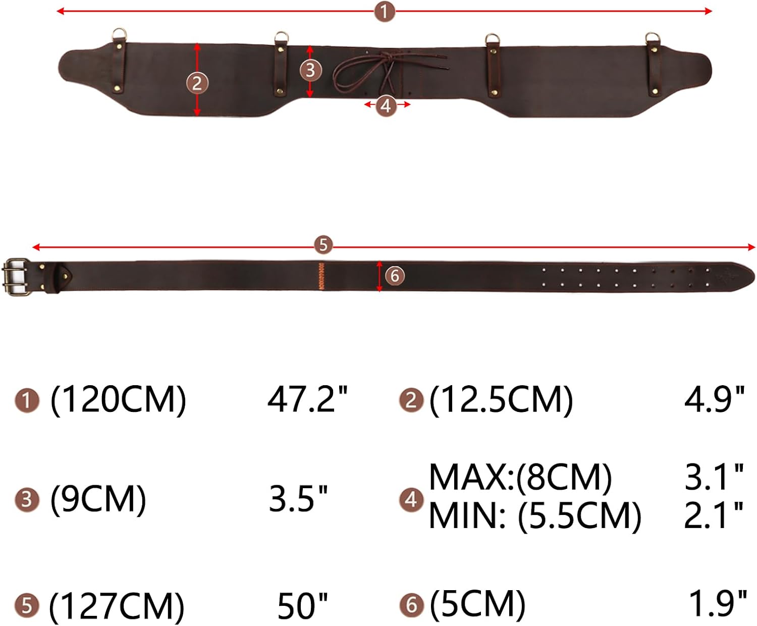 Tourbon Leather Construction Work Tool Belt with Suspenders for Men Faux Fleece Padded Heavy Duty Electrician's Combo Framing Carpenter Belts