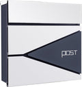 Mailboxes for Outside, Locking Wall Mount Mailboxes, Large Capacity Metal Mailbox, for Outside, Home, Office Business(Gray+White)