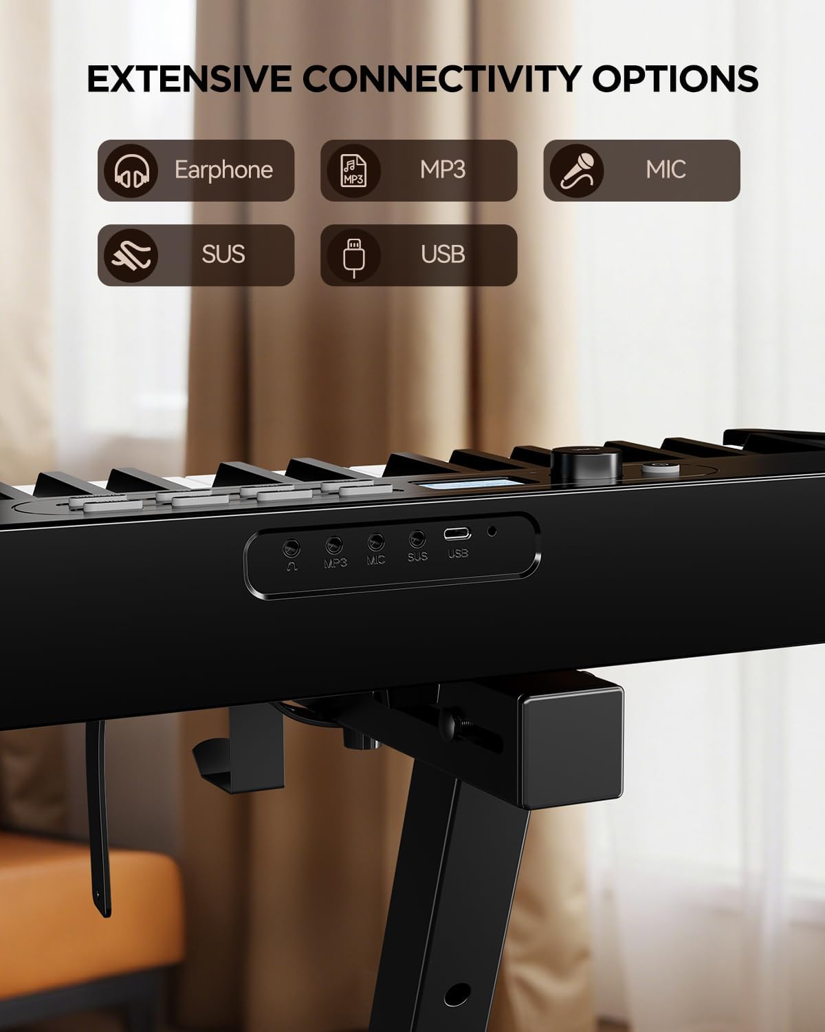 Rhymo Portable Piano Keyboard, Semi-Weighted Folding Piano 88 Key Full Size, Upgrand Imitation Wood Texture Keyboard w/MIDI Bluetooth LCD Display Screen, Sustain Pedal for Beginners Adult Toddler