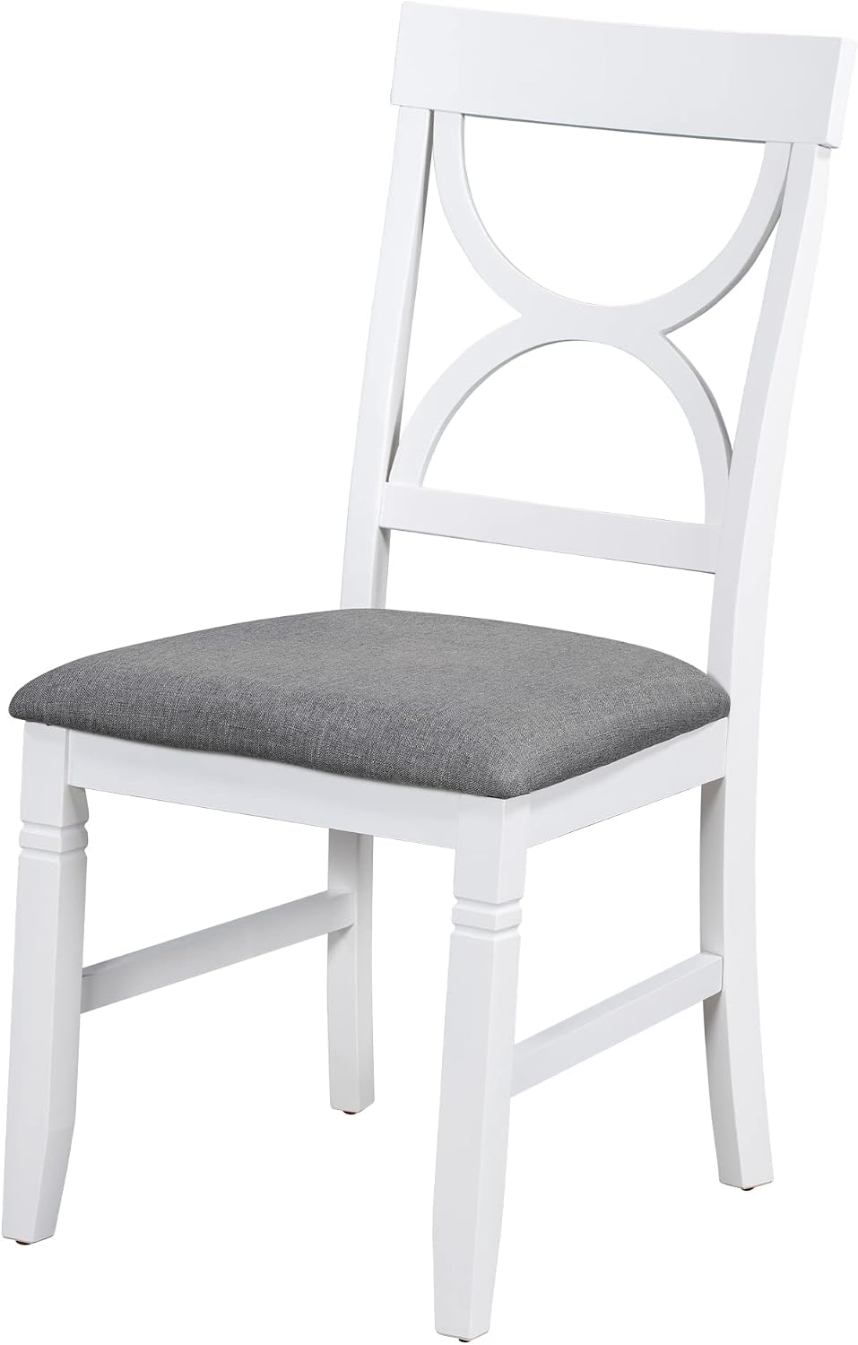Farmhouse 6-Piece Dining Table Set, Wood Kitchen Dining Room Table Set with Upholstered Bench and 4 Dining Chairs, 60'' Rectangle Dining Table with Decoration Legs, Perfect for Family (White-K)