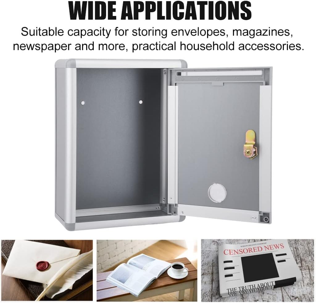 Post Box Parcel Mailbox Aluminum Alloy Retro Mail Letter Lockable Garden Wall Mounted