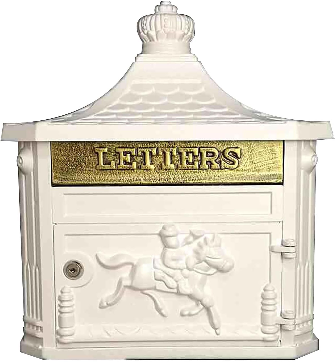 Mounted Mailbox Galvanized Steel and Aluminum Material Rainproof Metal Post Box,Mailboxes for Outside, 16x5.6x18 in(Yellow) (White)