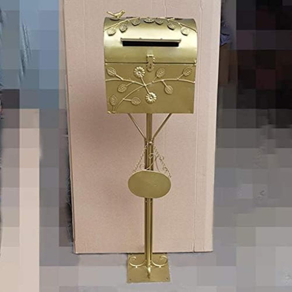 Standing Mailbox - Large Mailbox & Post System – Rust Resistant Mailbox – Includes Address Plaque, Mounting Hardware – Metal Mailbox - Bird Layer Design,Black