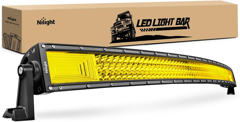 Nilight 52 Inch LED Light Bar 783 LED Chips Curved Triple Row Fog Light Yellow Beam Spot Flood Combo High Power LED Driving Lights Off Road Lights for Trucks SUV UTV ATV Truck Van 4x4 Boat