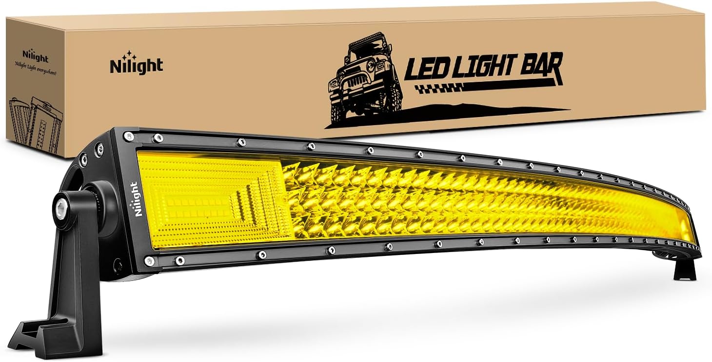 Nilight 52 Inch LED Light Bar 783 LED Chips Curved Triple Row Fog Light Yellow Beam Spot Flood Combo High Power LED Driving Lights Off Road Lights for Trucks SUV UTV ATV Truck Van 4x4 Boat