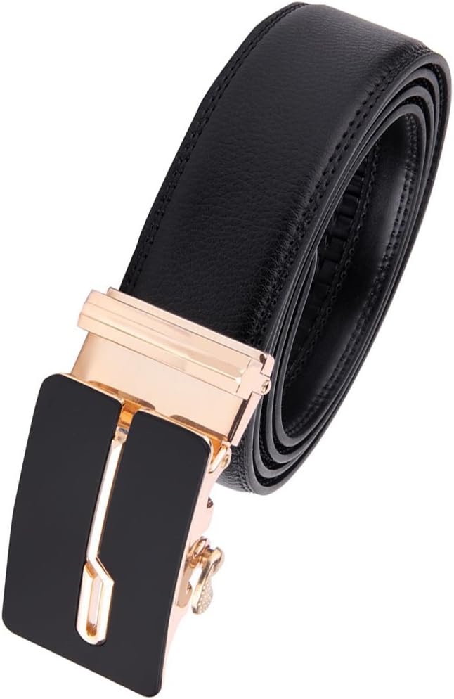 Micro-Adjust Slide Ratchet Genuine Leather Belt Men Dress Pants Shirt Executive Gift.