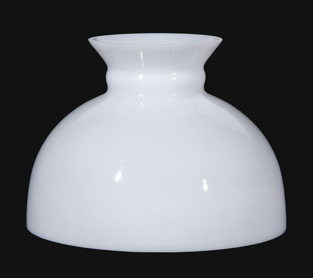B&P Lamp 9 7/8 Inch Fitter Opal White Student Shade With Classic Vintage Dome Shape and Plain Top