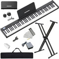 NikoMaku Semi-weighted 88 Keys Piano Keyboard Compact Portable Digital Piano Set for Beginners with Stand, Carrying Case, Sustain Pedal, Headphones, SWAN-S Black