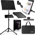 CAHAYA - Dual Use Sheet Music Stand with Holding Tray and Desktop Book Holder, Sheet Music Folder, Projector Stand for Guitar, Ukulele, Violin Players