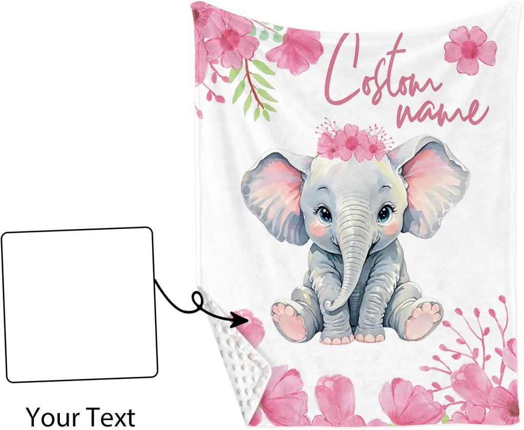 TOOTANN Custom Baby Crib Bedding Set, 5 Pcs Personalized Name Baby Crib Sheets for Kid Toddler Infant, Little Elephant with Red Flowers Nursery Bedding Set