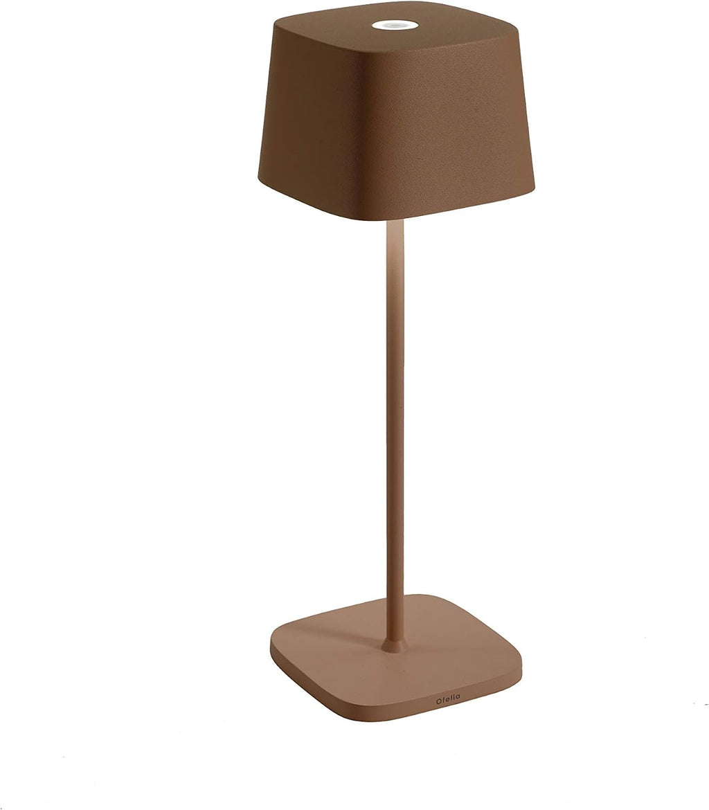 Zafferano, Ofelia Pro Lamp, Rechargeable Cordless Table Lamp with Touch Controls, Suitable for Indoor and Outdoor, Dimmer, 2700-3000 K, Height 12 Inches, Rust Color
