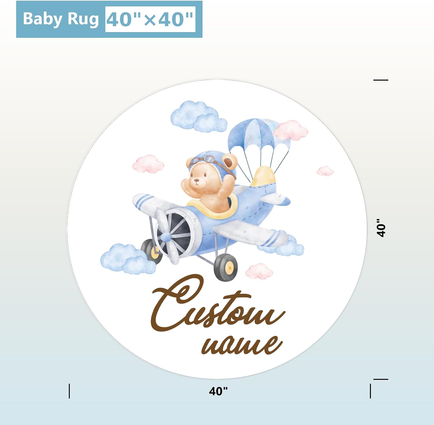 Personalized Baby Bedding Set, 5 Pcs Custom Baby Crib Sets with Name, Bear Pilot Toddler Bedding Set for Baby Girls Boys, Double Layer Nursery Bedding Set, Customized Gifts for Infants Kids