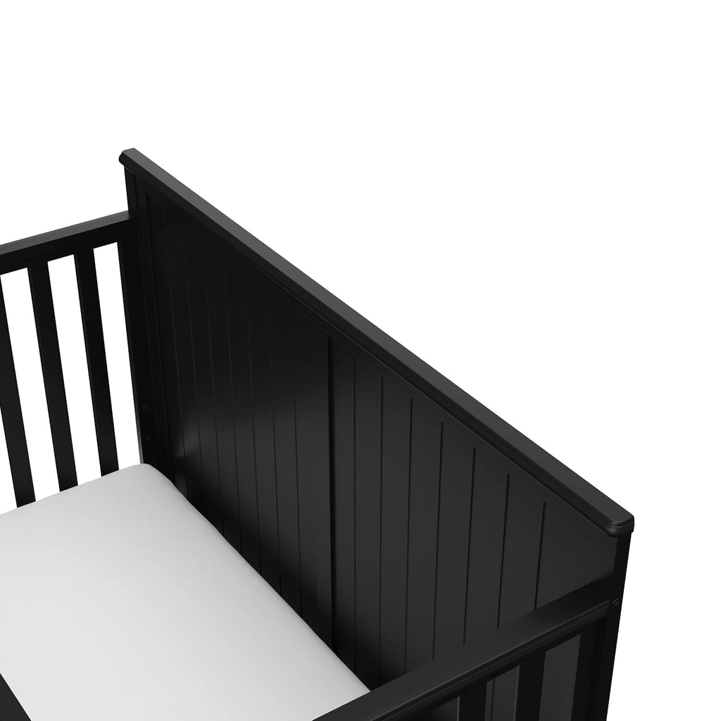 Graco Hadley 5-in-1 Convertible Crib with Drawer – GREENGUARD Gold Certified, Fits Standard Crib Mattress, Converts to Toddler Bed, Daybed and Full Bed, 4 Adjustable Mattress Heights (Black)