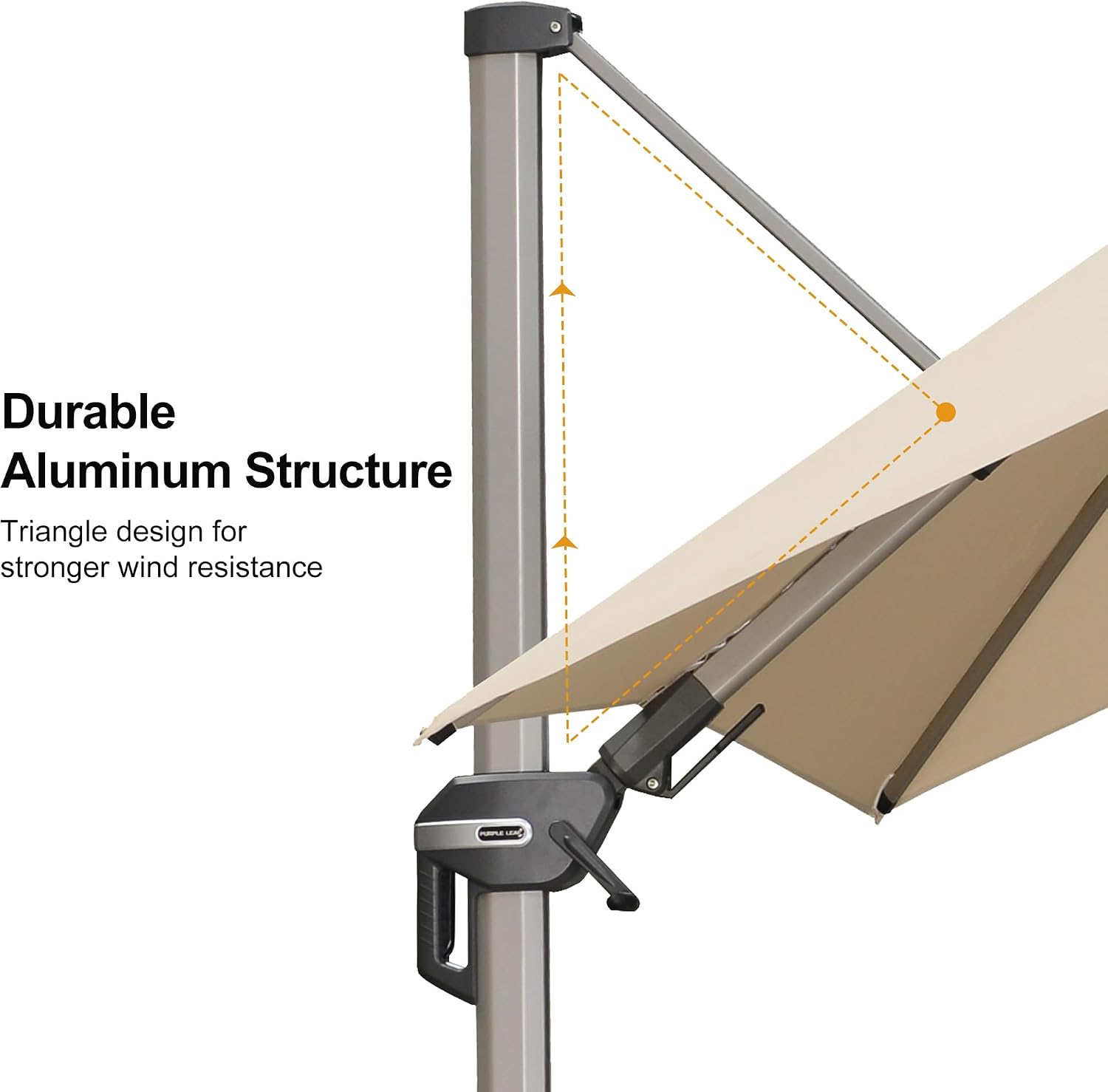 PURPLE LEAF 8' X 10' Left-right Tilting Patio Umbrella with Base Outdoor Swivel Cantilever Offset Aluminum Umbrella with Champagne Frame and 360-degree Rotation for Garden Deck Pool, Beige