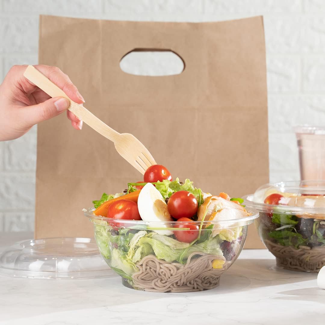 Restaurantware-Thermo Tek 32 Ounce Disposable Salad Bowls, 500 Round Deli Bowls - Avoids Cracks And Leaks, Sustainable, Clear Plastic Salad Container Bowl, For Cold Foods, Lids Sold Separately