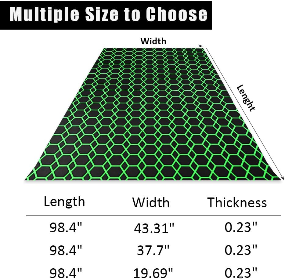 98.4'X43.31' Diamonds and Hexagons EVA Self-Adhesive Boat Flooring and Decorative Fish for Yacht Pool Boat Flooring Sheet Thick Non-Skid mat (Black and Green, 98.4'X43.31')
