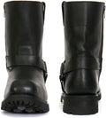 Hot Leathers BTM1004 Men's Black 8-inch Short Harness Leather Boots with Lug Sole - 7.5