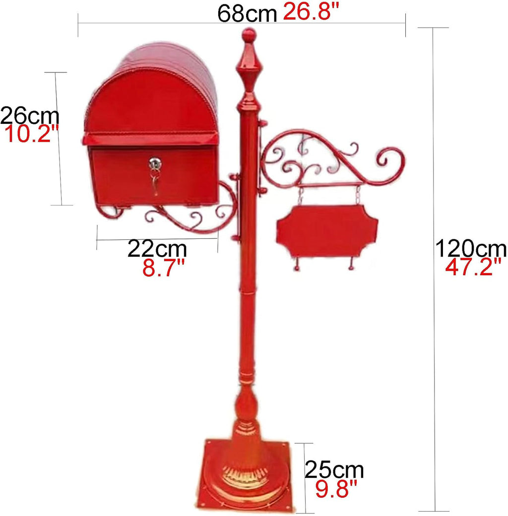 Locking Metal Mailbox Home Standing Mailboxes with Hangtag Design Outdoor Rainproof Parcel Boxes Send Opening with Rain Shield Multi-Color