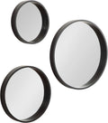 Kate and Laurel Travis Modern Round Wall Mirror Set, Set of 3, Varying Sizes, Black, Decorative Three-Piece Circle Mirror Set for Use as Bathroom Mirror Decor or Gallery Wall Mirrors