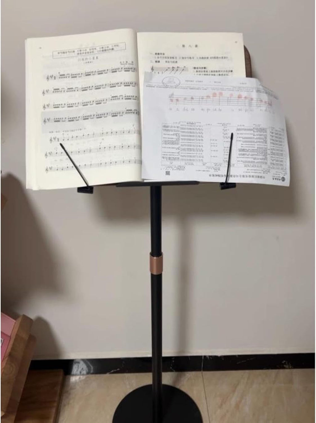 Wood Music Stand for Sheet Music, Music Book Stand Adjustable Height, Stability Sheet Music Stand, Guitar Violin Music Stand for Conductors, Stage, Theatre, Lectures