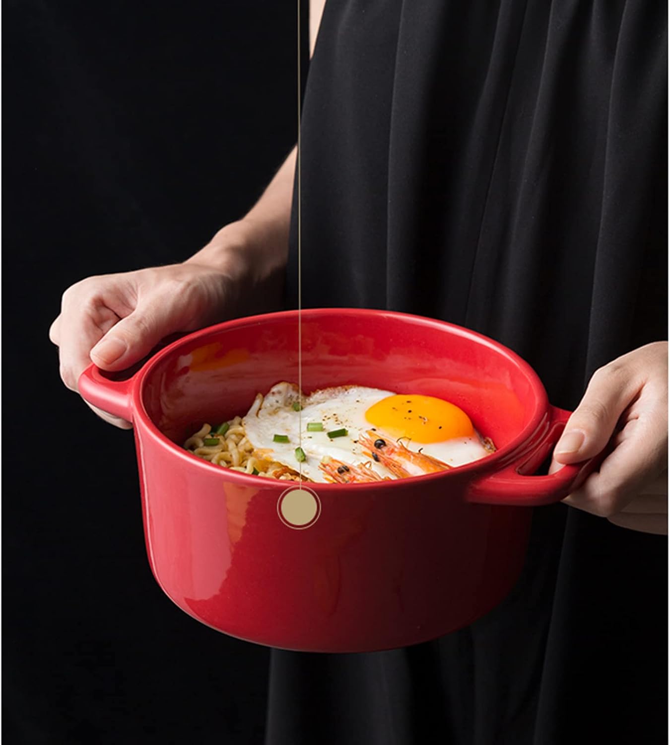 1100ml Ceramic Instant Noodle Bowl Kitchen Soup Salad Cereal Bowl With Lids And Non-slip Handle Ramen Bowsl For Dormitory Office - Blue Green (Color : Blue, Size : 1100ML)