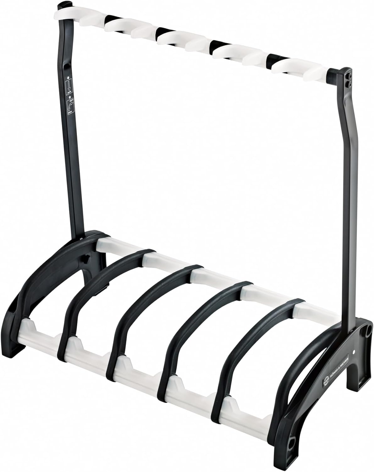 K&M Konig & Meyer 17525.016.00 Guardian 5 Guitar Stand | Sturdy Holds Five Electric/Bass Guitars Rack-Style | Protective Supports | Space Saver | For Adult/Youth Musicians | Black & Translucent