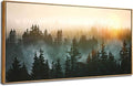 Living Room Wall Art Sunrise Misty Forest 24'x48' Modern Home Wall Decor Plants Wall Decorations Framed Artwork for Bedroom Dining Room Office Hotel