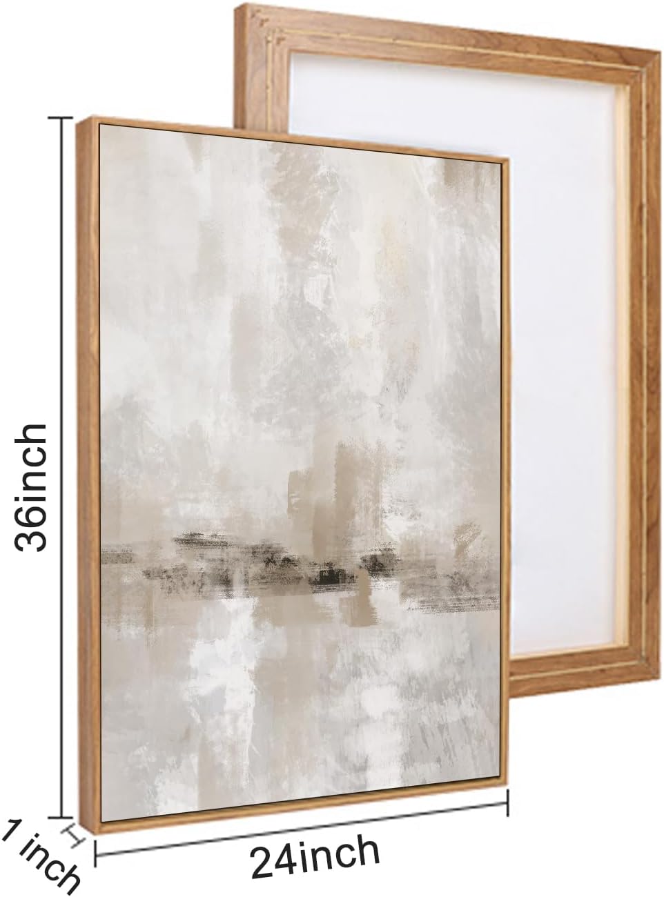 Ausril Abstract Neutral Textured Framed Canvas Wall Art Set, Modern Beige Wall Decor, Minimalist Brown Grunge Wall Painting, Black and White Art Print for Living Room, Bedroom, Office 24'×36'×3