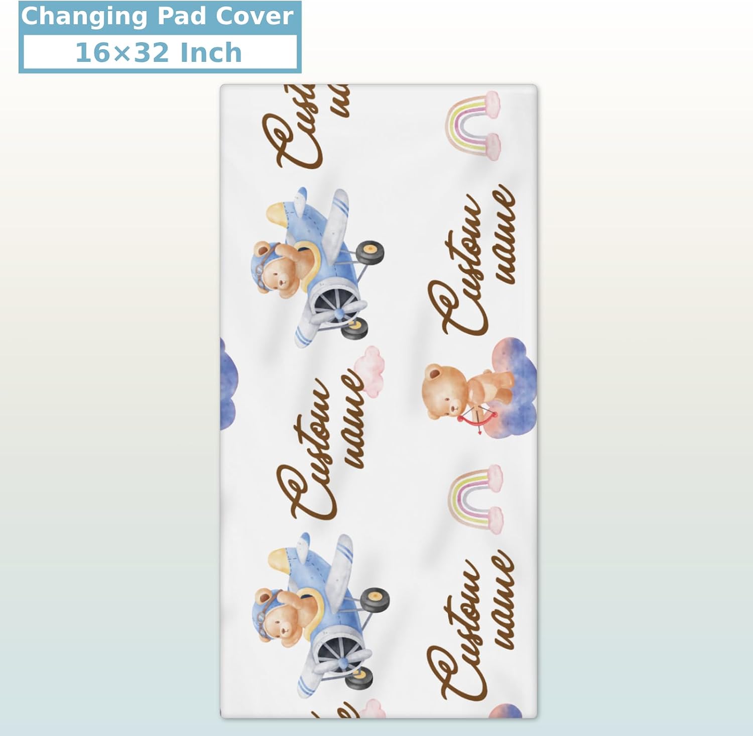 Personalized Baby Bedding Set, 5 Pcs Custom Baby Crib Sets with Name, Bear Pilot Toddler Bedding Set for Baby Girls Boys, Double Layer Nursery Bedding Set, Customized Gifts for Infants Kids