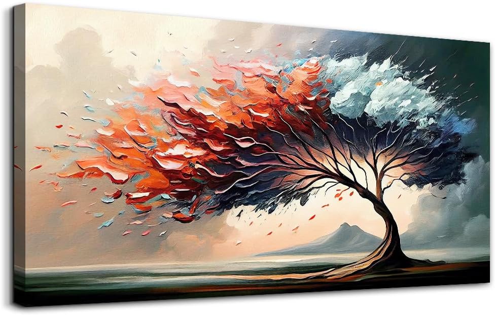 MHARTK66 Wall Decorations For Living Room Large Canvas Wall Art For Bedroom Office Decor Tree Landscape Abstract Wall Paintings Framed Prints Pictures Artwork Modern Hotel Room Home Decor 30x60 In