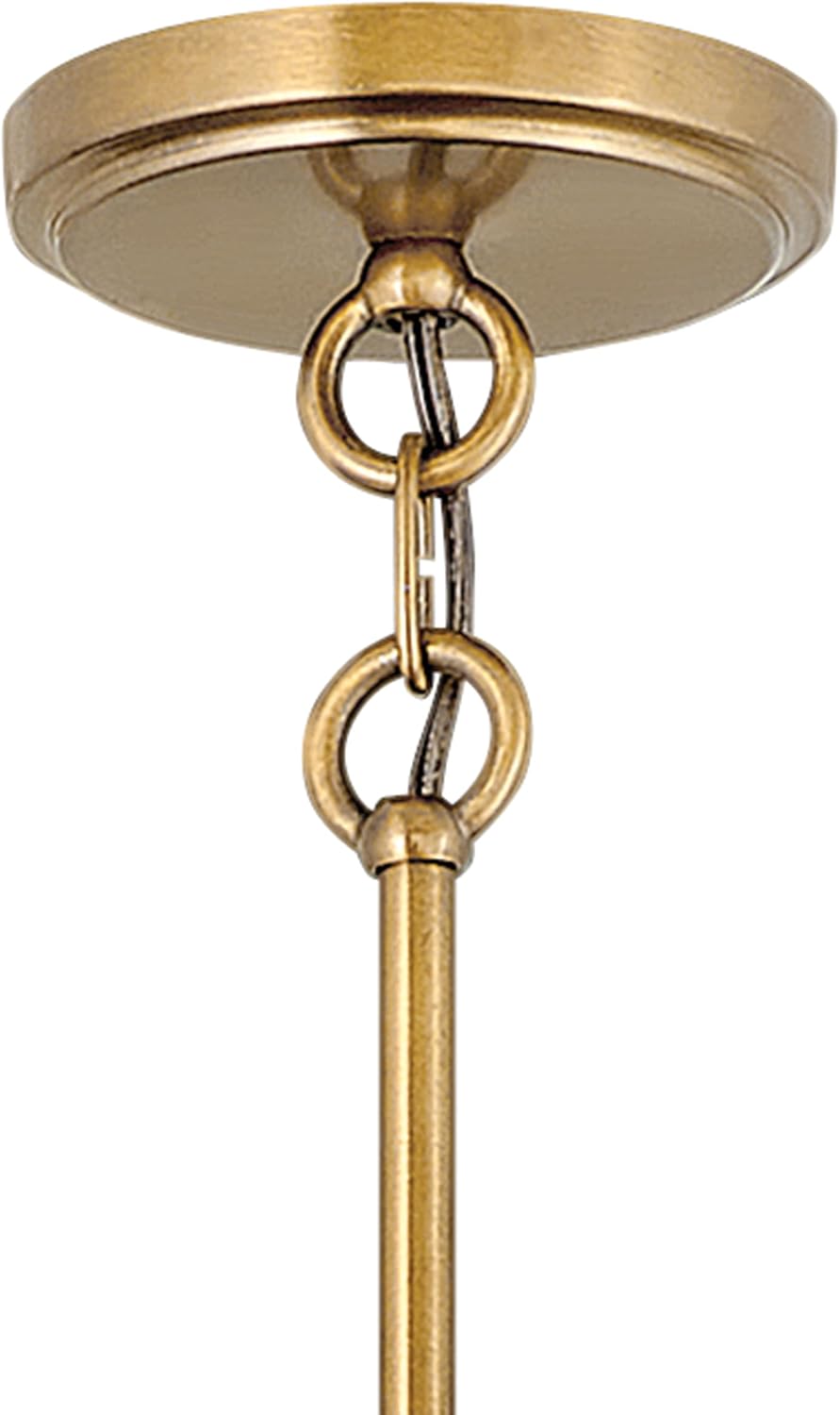 Hinkley Clarke Large Drum Pendant, Black Metal Shade, 1-6' and 2-12' Down Rods, Even or Sloped Ceilings, Warm Brass Finish