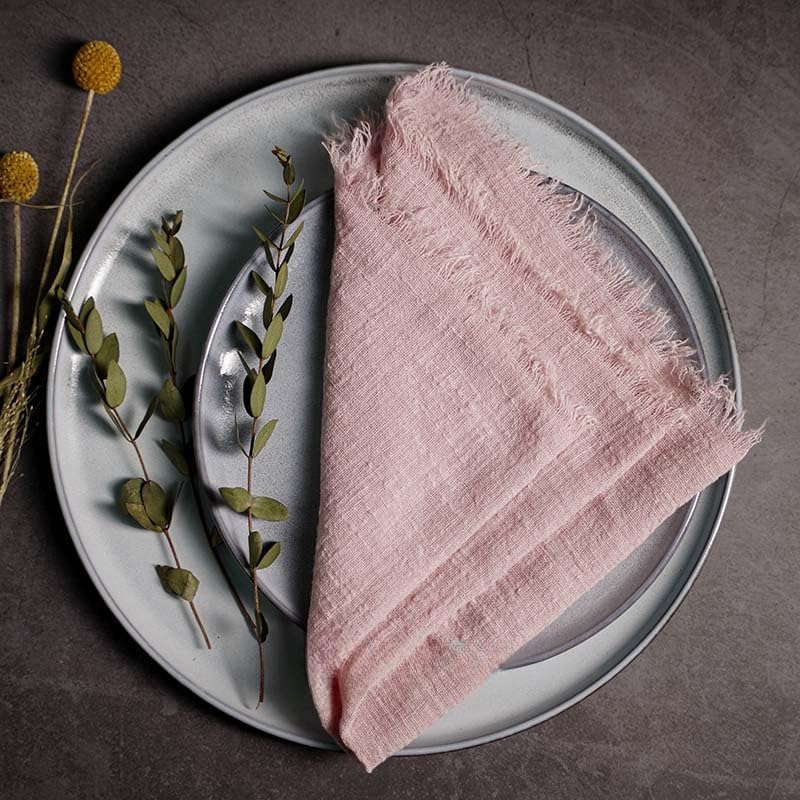 100 PCS 45x45CM Rustic Cotton Linen Napkins, Guaze Cloth Napkins with Tassel, Retro Boho Party Decor for Wedding, Decorative Table Setting (Navy Blue, 100pcs)