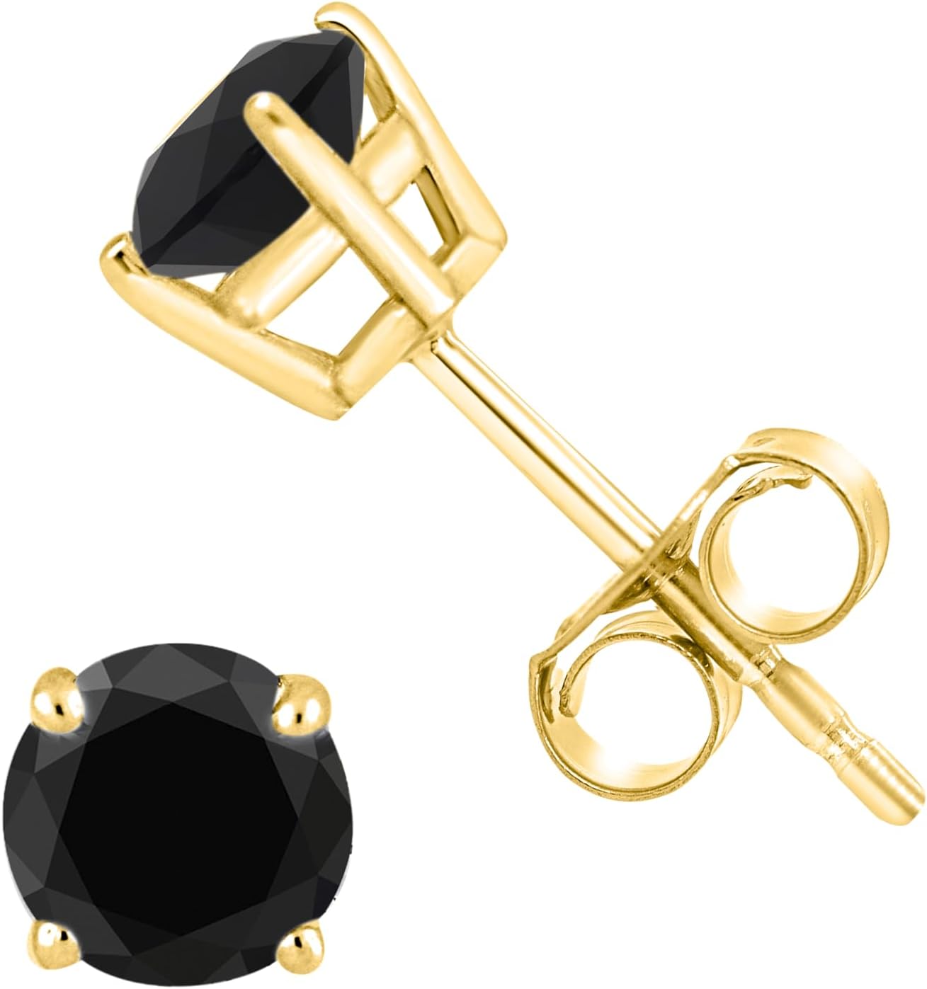 Black Diamond Stud Earrings - 14K White Gold Diamond Earrings for Women